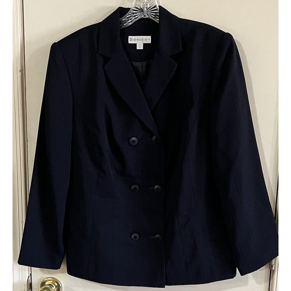 Dress Barn Black Pin Striped Button Front Blazer Size 16W